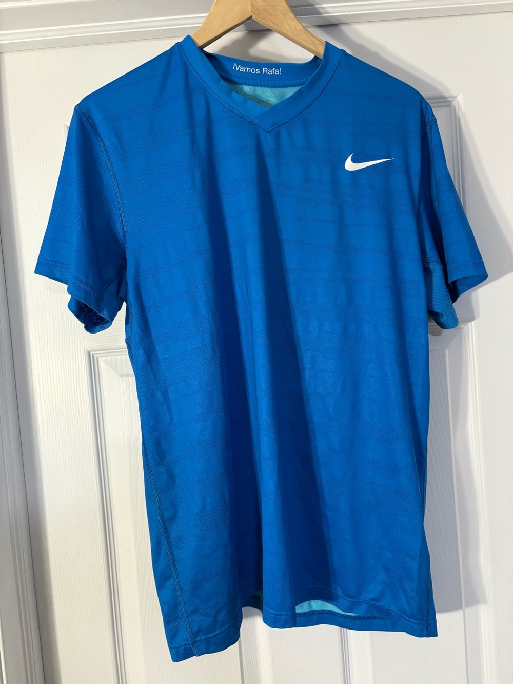 Nike Men’s Royal Blue V-Neck Performance Tee with White Swoosh